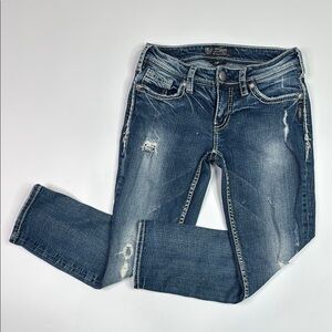 Silver Jeans Aiko Mid Capri Denim Pants Size 26